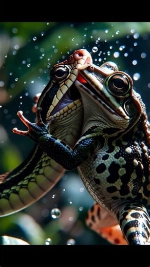 Frog Fights Back!🐸🐍Unexpected Wild Battle! #viral #snake #wildlife #frog #trendingvideo #battle