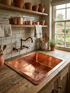 Handmade Hammered Copper Kitchen Sink / Rustic Farmhouse Sink Undermount / Large Square Copper Basin for Kitchen Remodel - Etsy