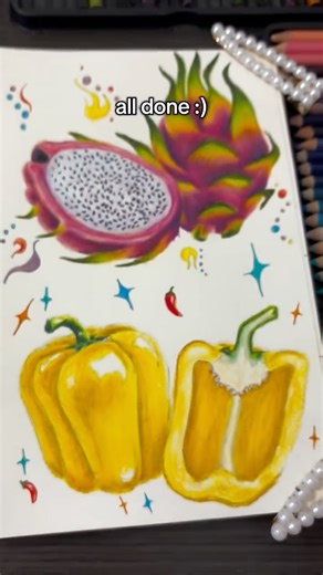Creating the Chaos on Instagram: "Drawing a yellow pepper with colored pencils (and some color theory which is why I started with purple) . . . #pepper #colortheory #coloring #creatingthechaos #coloredpencildrawing #drawing #foodart #colorwithme #coloredpencil"