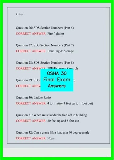 OSHA 30 Final Exam Answers video