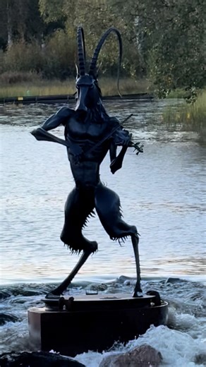 𝔸𝕝𝕖𝕩𝕒𝕟𝕕𝕖𝕣 ’𝕀𝕞𝕡𝕒𝕝𝕖𝕣’ 𝔽𝕣𝕚𝕓𝕖𝕣𝕘 | This Absolutely amazing statue was placed in the river in Bergsjö, Sweden last week. Almost 3m tall and 400kg heavy iron goat playing the... | Instagram