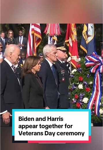 President Joe Biden and Vice President Kamala Harris participated in a wreath-laying ceremony for Veterans Day at the Tomb of the Unknown Soldier in Arlington National Cemetery on Monday. It's the first time Biden and Harris have appeared together since the election. #veteransday #biden #kamalaharris