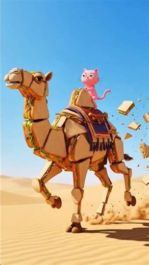 "Sandwich Camel vs Pink Cat: The Hilarious Chase!"