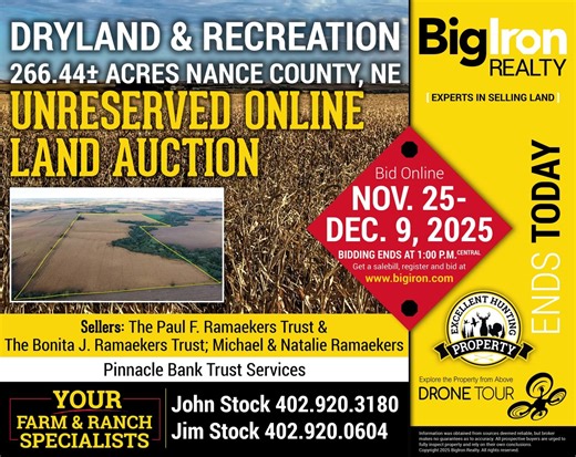 BIDDING ENDS TODAY! Selling on BigIron Realty's Unreserved Online...