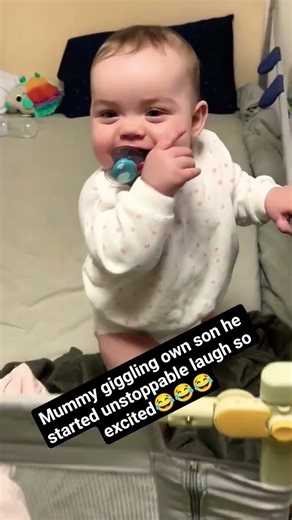 Mummy giggling own son he started unstoppable laugh so excited😂#familylove #adorablebaby#familyfun