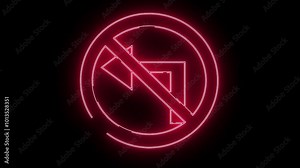 illustration of a traffic warning sign no left turn allowed. Drivers are not allowed to turn left. The animation of the red light going around is on Stock Video