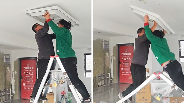 Couple find out the hard way that ladder isn't made for two