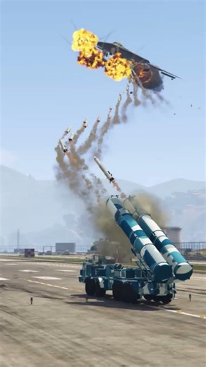 Ground Base Defense System Launch Blasttic Missile At B-21 Gtav #gta #gta5 #gtav #foryou #shorts