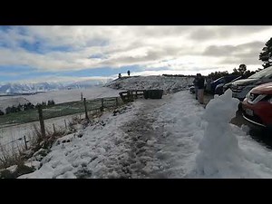 Exploring this amazing place Geraldine Fairlie Lookout in Nz view the snow mountains and fields⛄️❄️