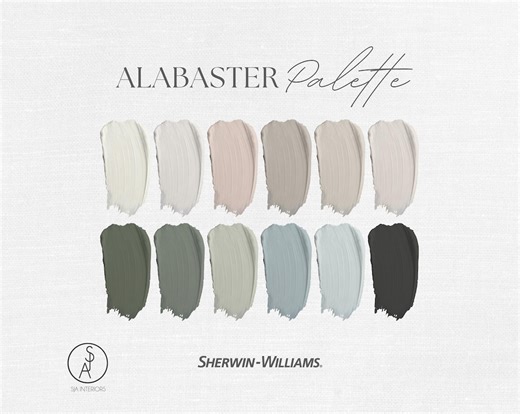 Sherwin Williams Alabaster Paint Palette: Interior Design Color Scheme (PDF Download) - Etsy