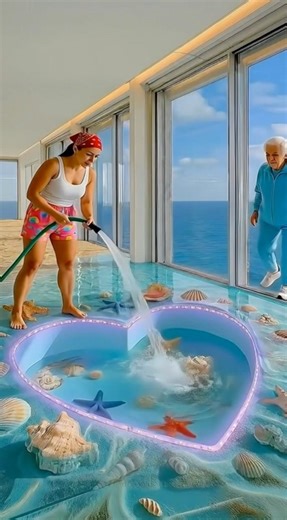 THIS FLOOR IS JUST CRAZY😱Infinity Heart PoolЕроху Beach Floor 🩵