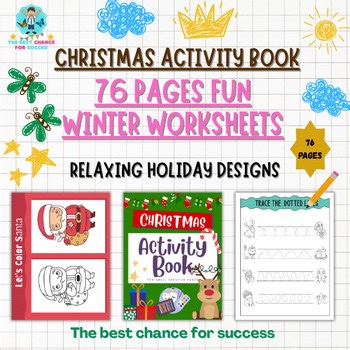 Christmas Activity Book for Kids | 76 Pages Fun Winter Worksheets | Coloring,