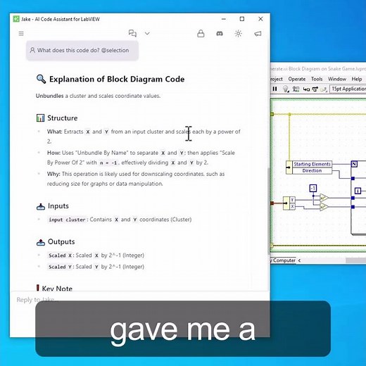 Jake AI helping refactor LabVIEW code