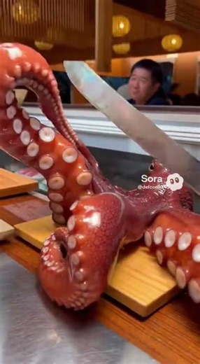 Sushi Master Octopus! 🤯 8-Tentacle Chef in Action! 🍣 #aishorts #shorts #sushi