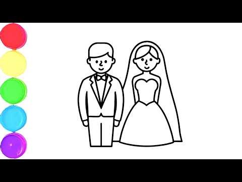 Cute Bride and Groom Drawing, Painting & Coloring For Kids and Toddlers_ Child Art