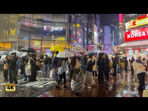 Heavy Snow Myeongdong Seoul 4K HDR | Massive Crowds Walking Through Winter Snowstorm