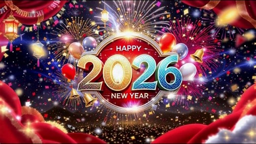 Happy New Year, New Year Celebration, 2026 New Year. Free Stock Video