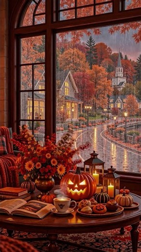 You Found the Perfect Autumn Reading Nook | Smooth Jazz, Warm Firelight & Lake Views