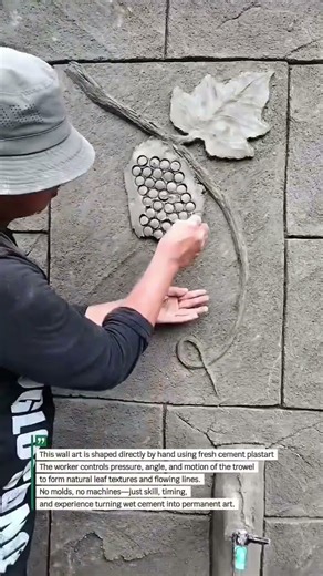 Artistic Cement Wall Relief by Hand | #PlasterArt #WallDesign #ConstructionSkill