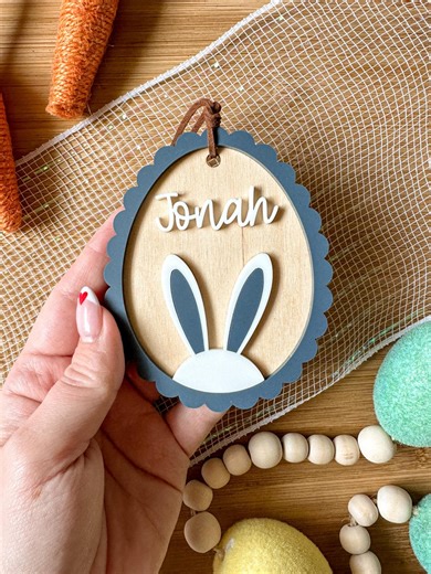Easter Basket Name Tag, Bunny Ear Easter Basket Name Tag, Personalized Easter Name Tag, Personalized Easter Basket Tag, Easter Name Tag - Etsy