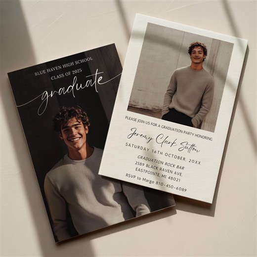 Minimalist Graduation Photo Invitation, Modern Grad Party Announcement, Senior Class 2026, Digital Template