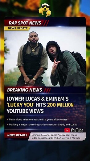 Joyner Lucas & Eminem’s “Lucky You” Hits 200M Views 🔥 YouTube Milestone #Eminem #JoynerLucas #HipHo