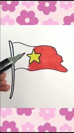 How to draw and color the Flag of Vietnam 🇻🇳 #colors #drawing #flag