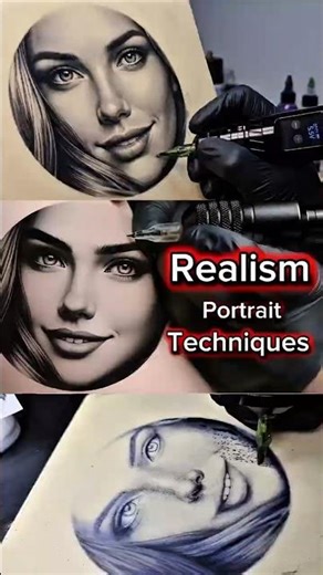 Realistic Portrait Tattoo Tutorial #tattootutorial #tattootechniques #shorts