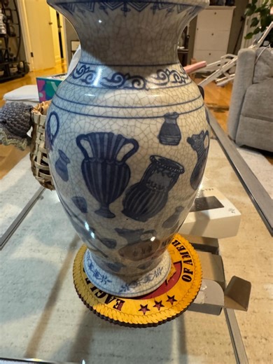 Large Blue & White Crackle Glaze Vase • Vintage Chinese Style Decor - Etsy