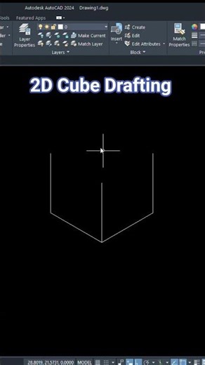 auto cad 2d drafting, how to Draw 2d cube in auto cad
