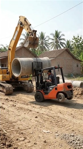 Aduh Tahan! Forklift & Beko Kirain Kuat, Malah Nungging Hampir Kebalik! 😱 #Shorts #excavator #beko