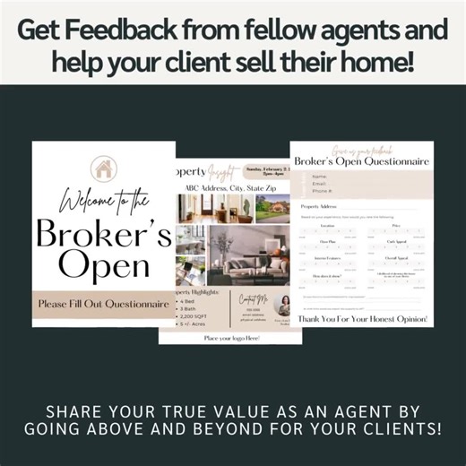 Broker's Open House Packet With Questionnaire - Etsy Canada