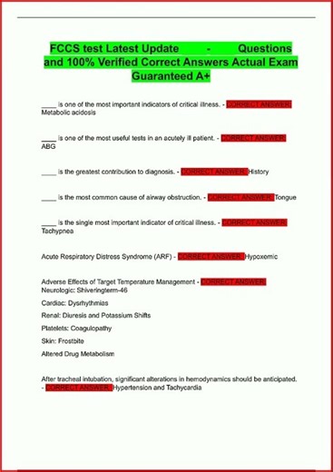 Fccs Test Latest Update Questions And 100 Verified Correct A video