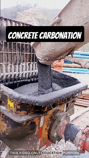 Concrete carbonation occurs when carbon dioxide from the air reacts