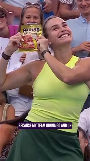 I’m a yummy, tummy, funny, lucky gummy bear 😜 #WTA #BrisbaneTennis @Aryna Sabalenka