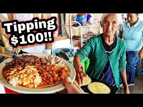 BEST Mexican Street Breakfast - ALMUERZO Mexicano "De Rancho" - Tipping $100 Dollars At The End