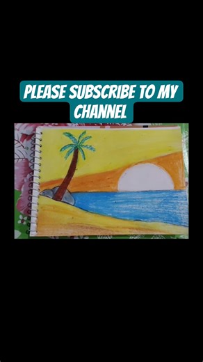 Simple Nature Scene Drawing ✨ Step by Step#shorts #nature #beach