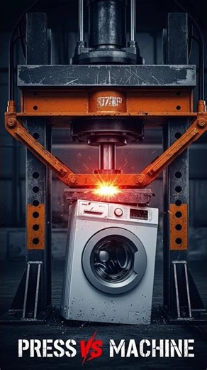 Hydraulic Press vs Washing Machine 🧺💥 | Giant Crush Test! 😳 #shorts