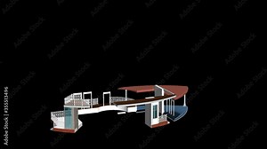 Build structure. Time-lapse 3d animation showing a process of building of the house. House animation being assembled on white background. Full HD, assemble a house video. Home construction.