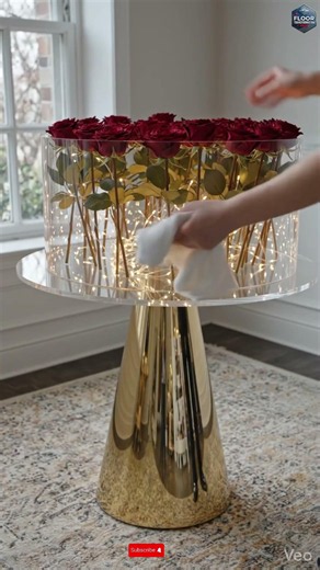 Luxury Resin Rose Pedestal Table with LED Glow | Viral Handmade Statement Furniture❤️