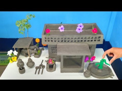 Amazing Technique Build Diy Miniature Clay House|Natural Clay Art ‎‎| ASMR Satisfying