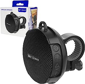 Sky Tower Upgraded Compact Portable Bluetooth 5.0 Wireless Bike 5W/8W Stereo Speaker, IP67 Waterproof Outdoor &10h Play Time, Advanced Class D Amplifier & Built-in Weighty Bass (5W Speaker)
