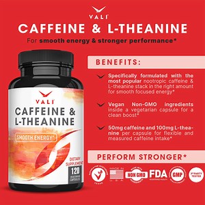 VALI Caffeine & L-Theanine - Smooth Focused Energy Nootropic