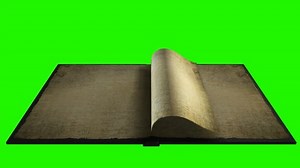 Ancient book with turning blank pages (green screen, HD 1080p, 30fps, 3d render)