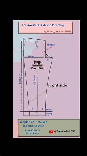 40" Size Pant Palazzo Drafting/cutting with Easy method/Trending Trouser for Ladies#subscribe #likes