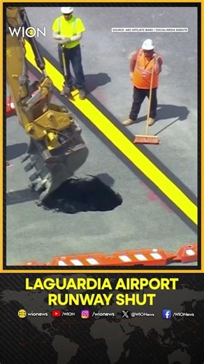 Sinkhole Forces Runway Closure at New York LaGuardia Airport | WION SHORTS