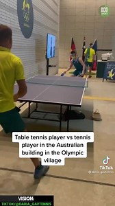This is what happens when a tennis player challenges a table tennis player at their own game... Heming Hu schooling with the spin! 🤯 📹 - TikTok/@daria_gavtennis Full Olympics coverage - https://ab.co/3iQzSWC | ABC Sport