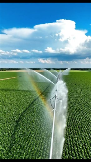 Sprinkler Irrigation System in Action Across Vast Farm Field 💦🌾 #shorts