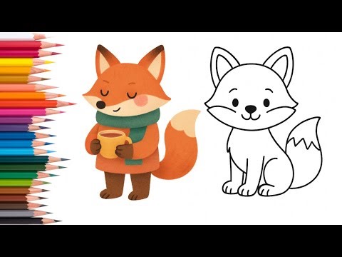 How to Draw and Color a cute Fox 🦊 Easy Step by Step tutorial for Kids 🎨