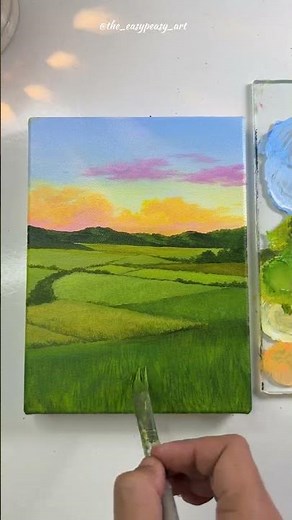 Painting a dreamy flower field/ acrylic painting tutorial for beginners